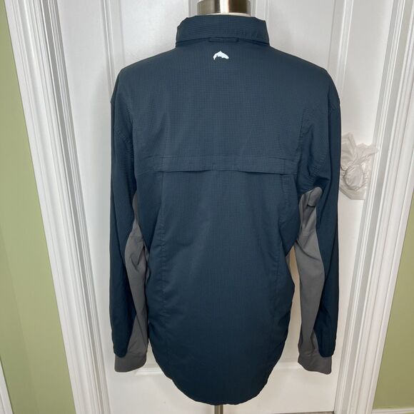 SIMMS Fishing Shirt Men's XL Teal Blue Long Sleeve Vented Snap Outdoor Pockets - Picture 7 of 12